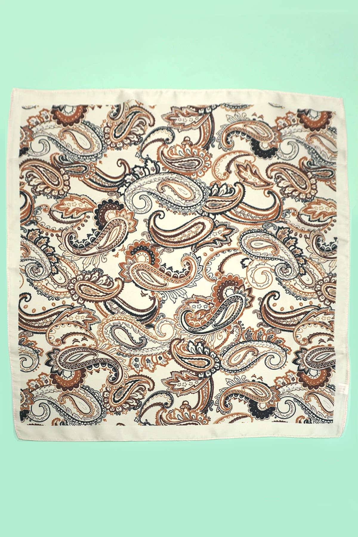 Ivory & Brown Paisley Bandana Scarf