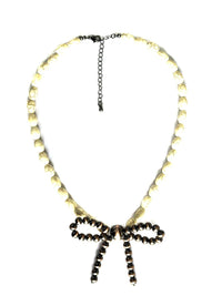 Western Bead Bow Necklace White