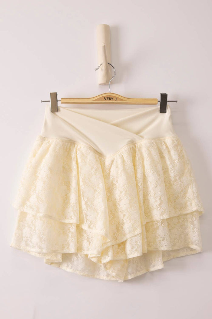 Darcy Lace Spandex Shorts + Cream