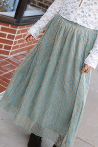 Goldie Flowy Midi Skirt +Sky