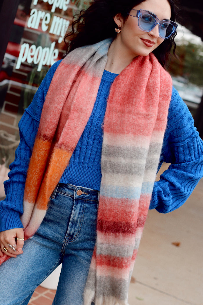 Sasha Striped Scarf + Pink