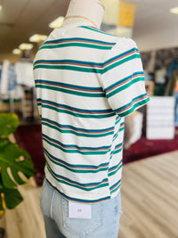Basic Ivory Striped Cotton Tee