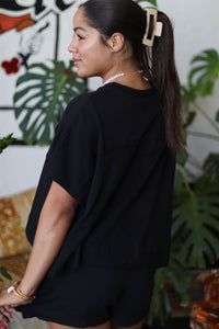 580 Friday - Lexi Boxy Short Set in Black