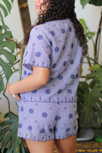 Darcy Floral Embroidery Woven Top & Shorts Set