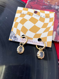 Clear Zircon Inlaid 18K Gold Plated Huggie Earrings