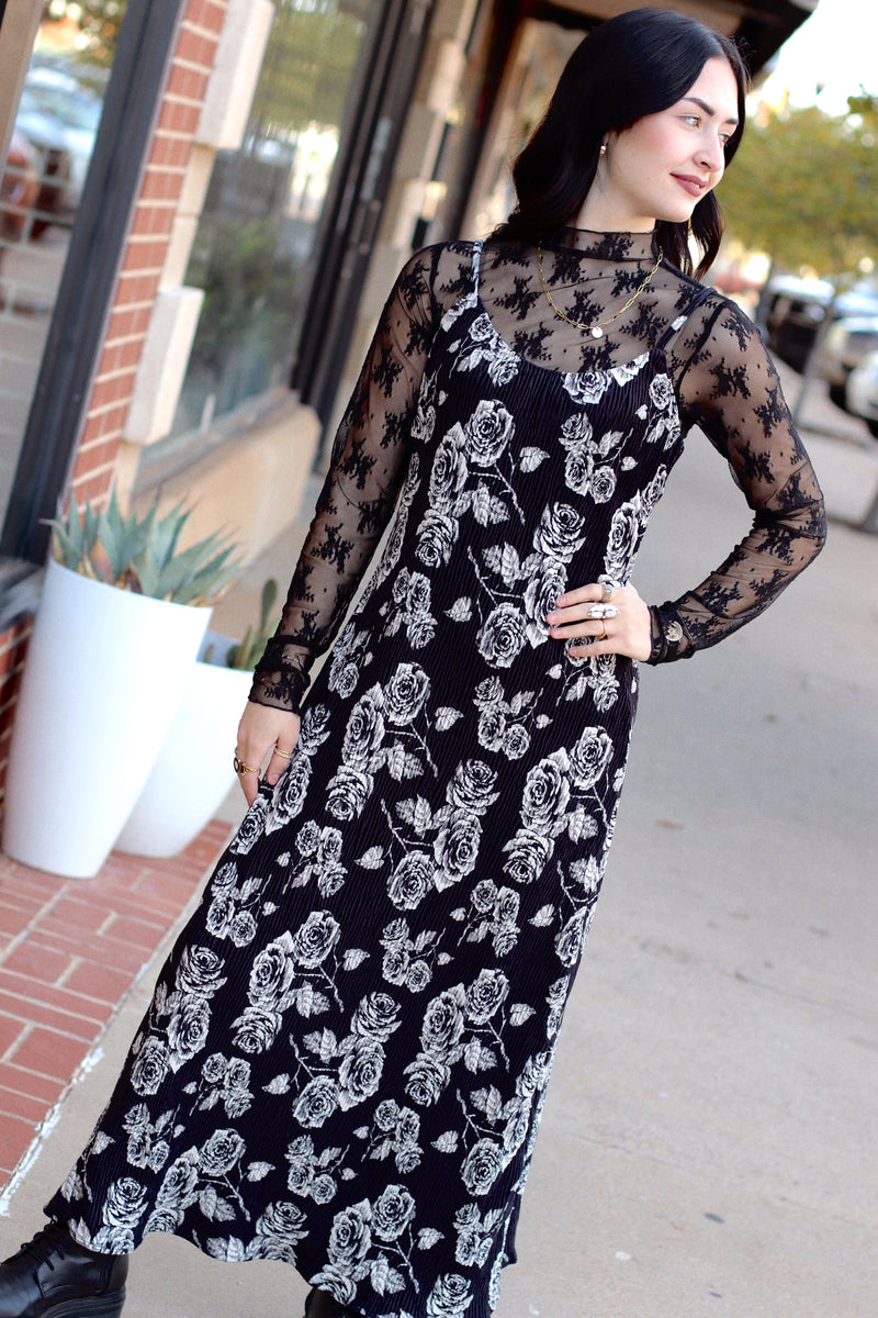 Black Floral Maxi Dress