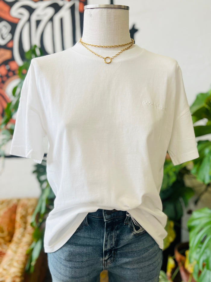 Washed Good Vibes Tee + White