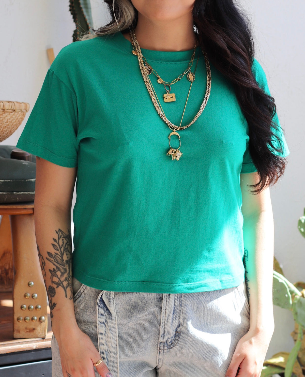 580 Basic Crop Tee + Green