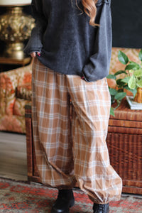 Moonlight Plaid Balloon Pants in Latte