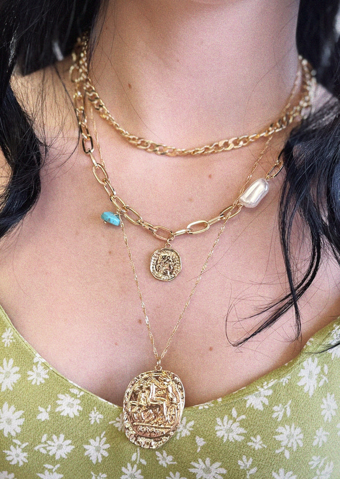 Chunky Chain w/ Coins Necklace