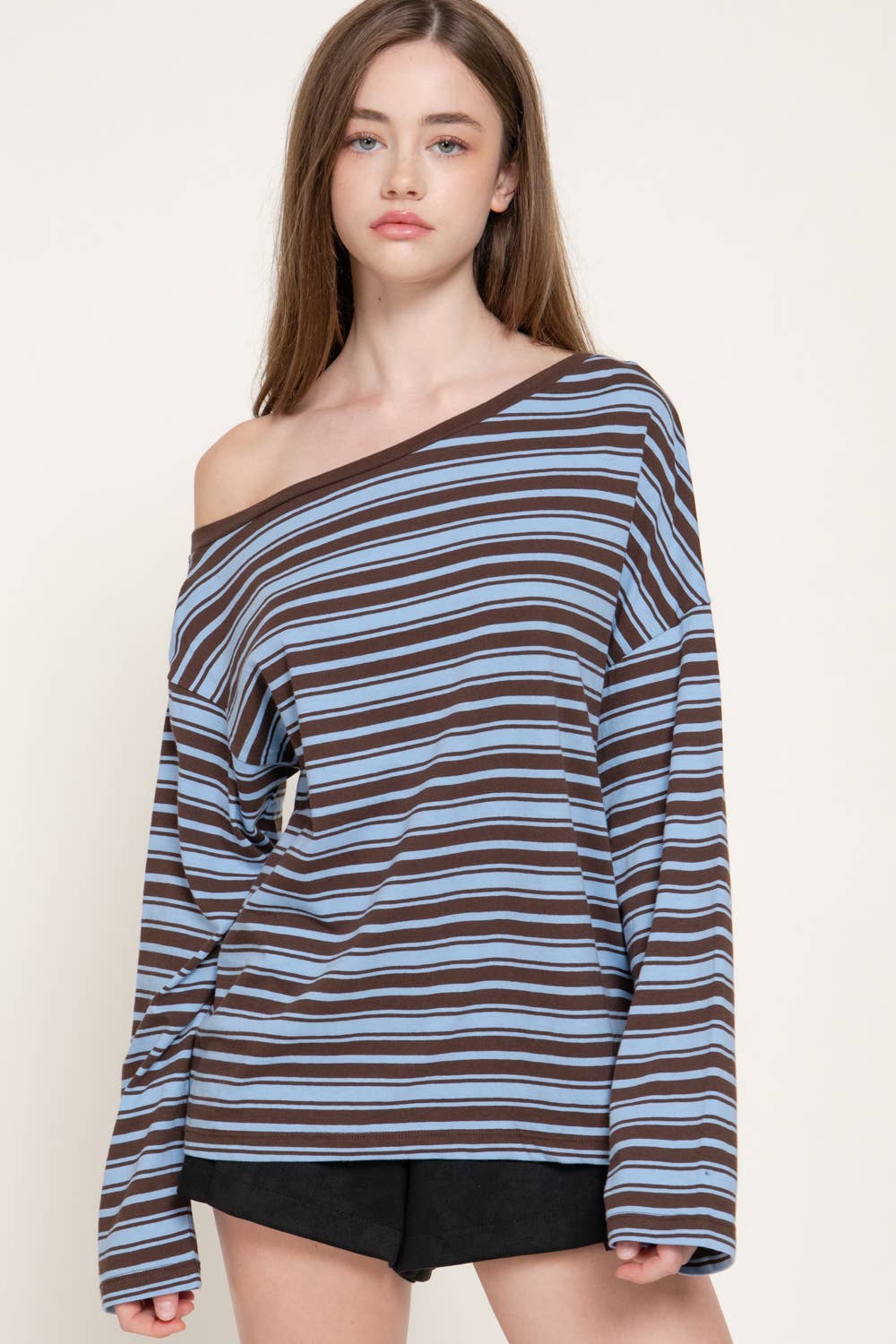 Brown & Blue Striped Long Sleeve