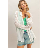 Sheer Button-Down Blouse in White