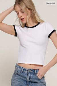 Cropped Ringer Tee + White