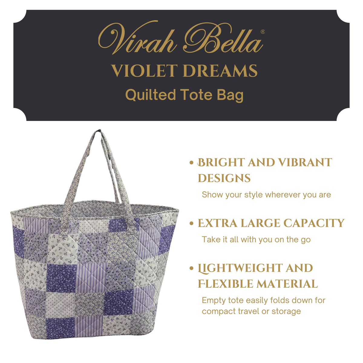"Violet Dreams" Designer Quilted Tote Bag