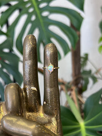 18K Gold Plated Adjustable Ring White Teardrop