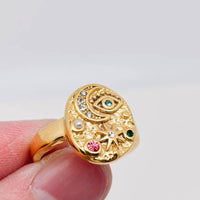 Colorful Cubic Zirconia Star Moon Eye Ring