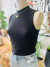 Soft Mock Neck Tank + Black