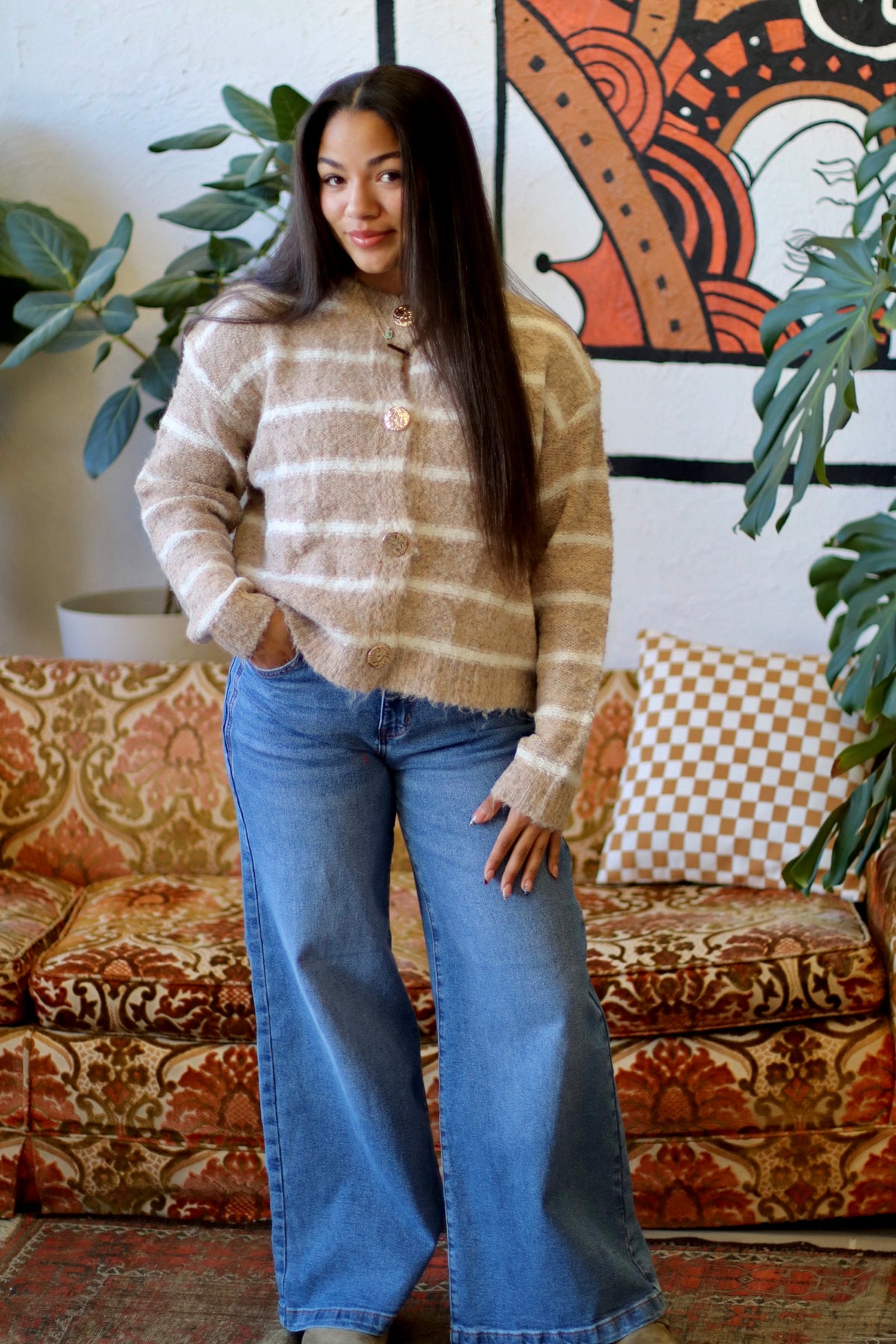 Cozy Striped Button Down Cardi