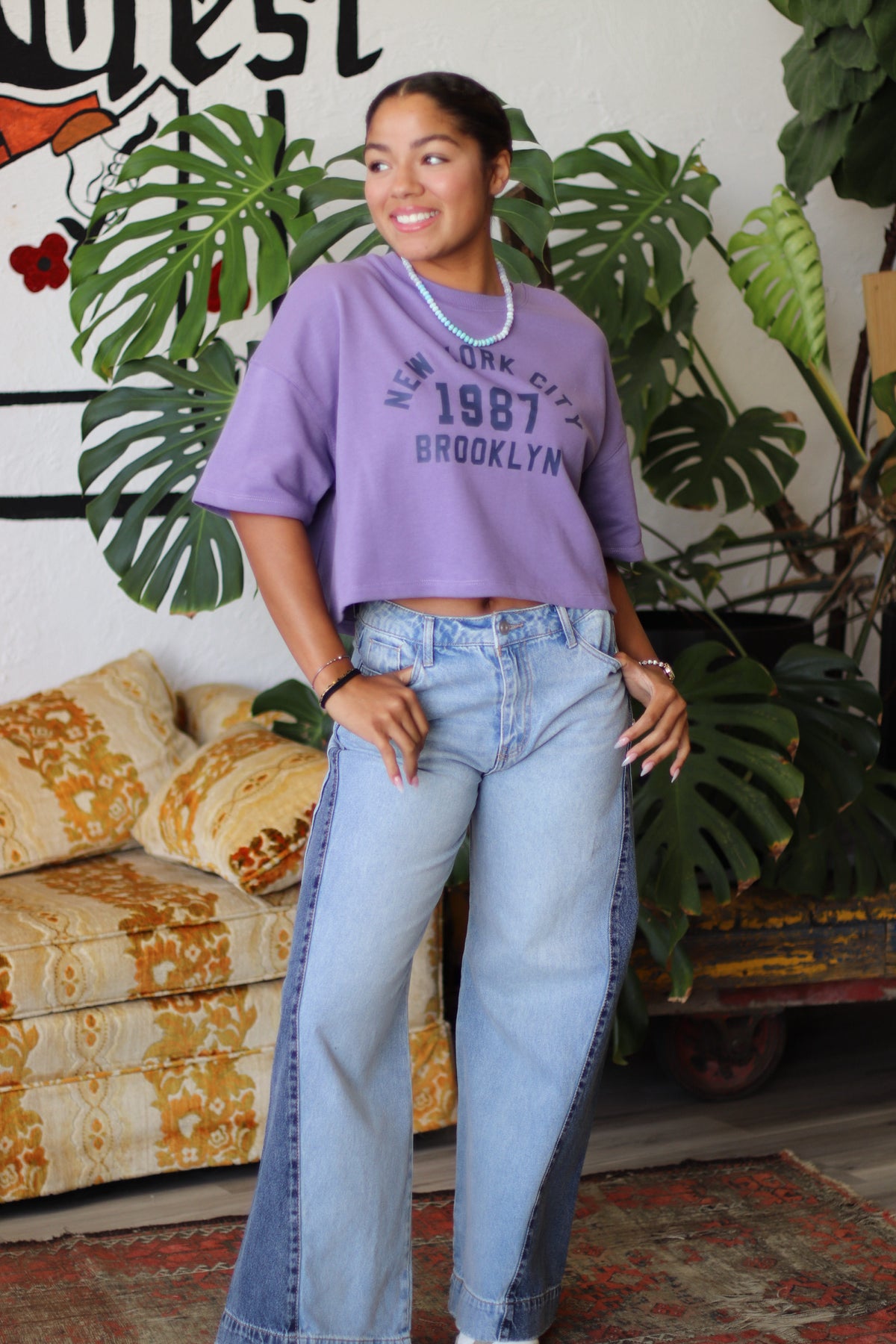 Caroline Two Tone Wide Leg Jeans