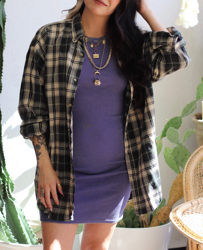 Lets Go Outside Ribbed Tank Dress in Dusty Indigo