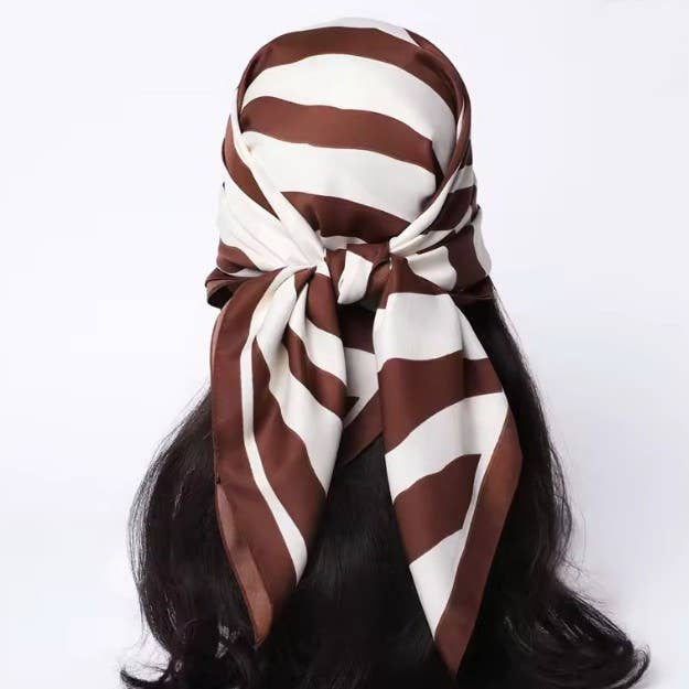 Large Brown Zebra Print Bandana Scarf