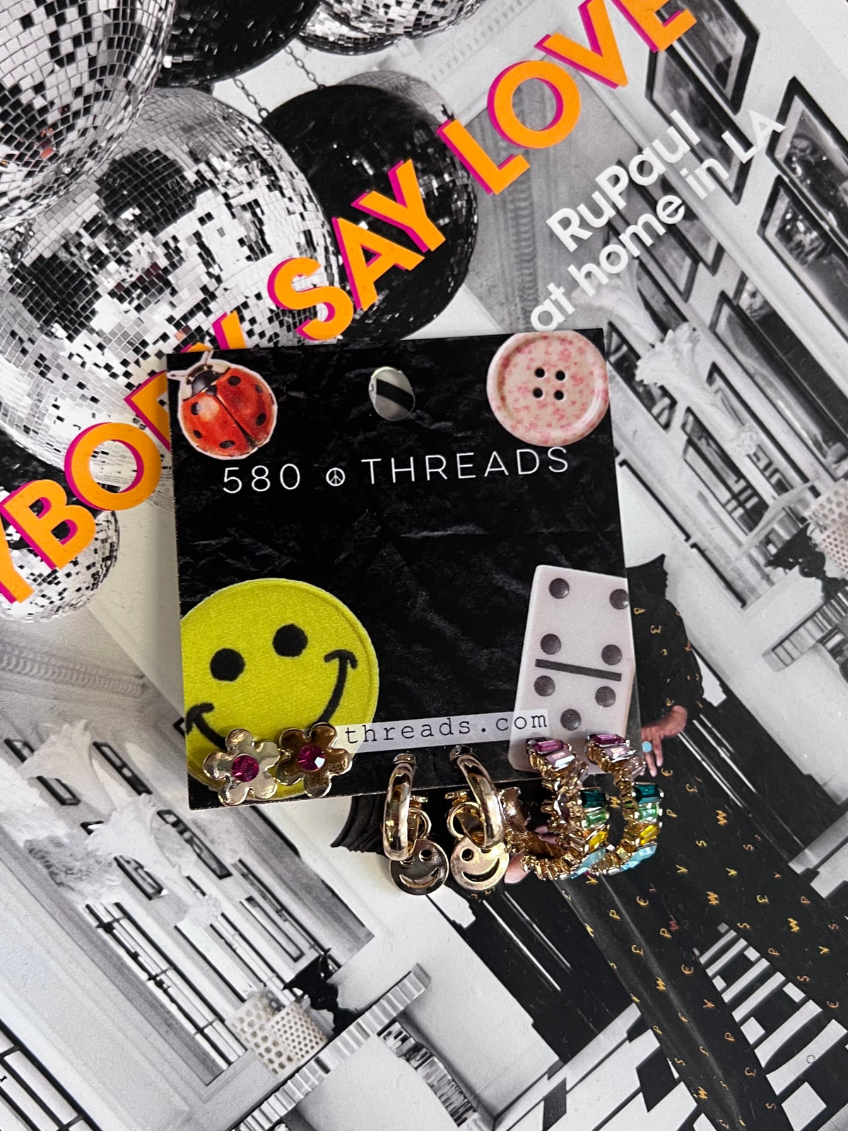 Rainbow, Smiley, and Floral Trio Earrings