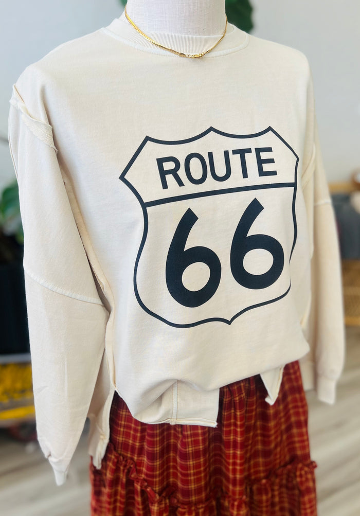 Route 66 Cream Sweatshirt