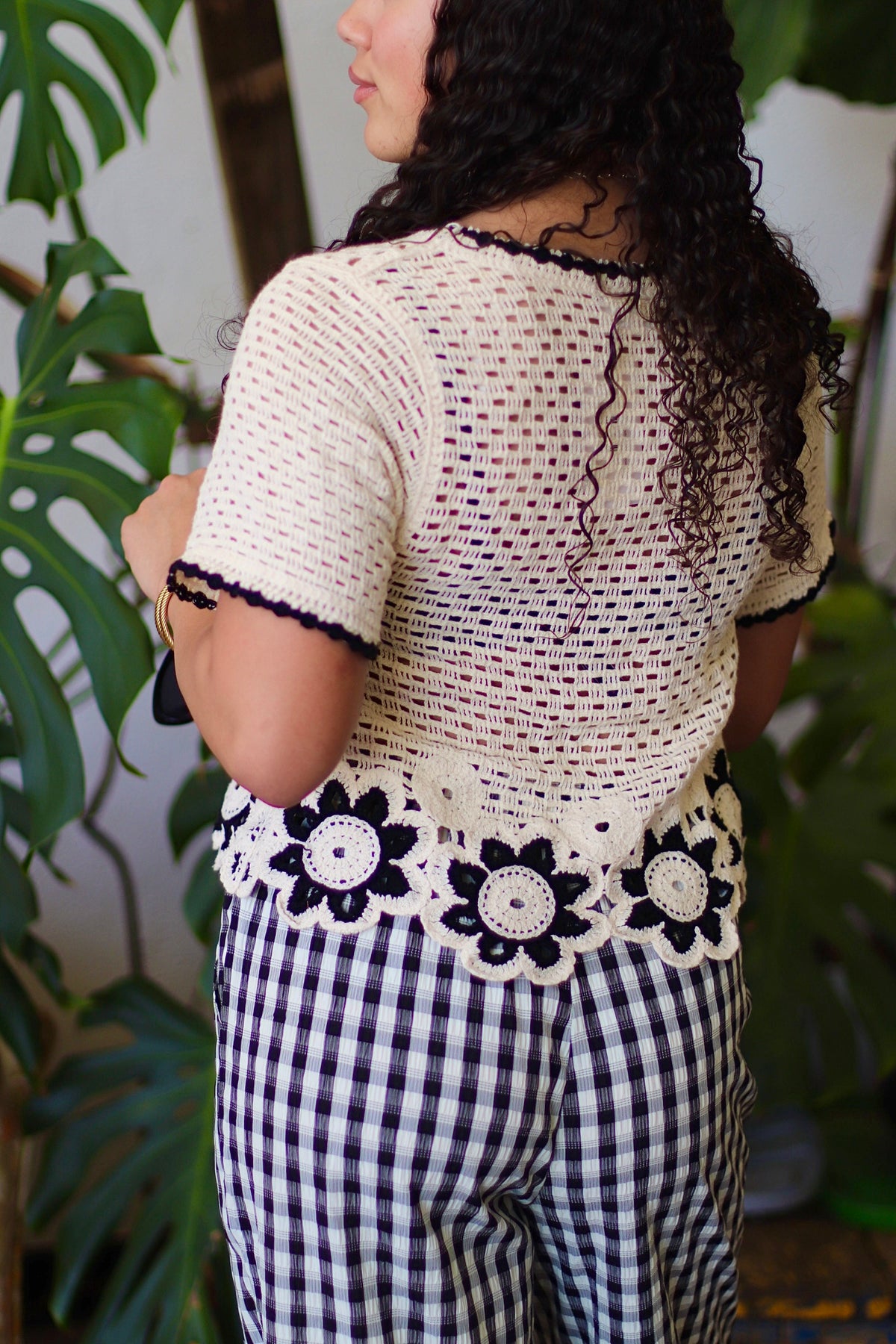 Daisy Hem Crochet Button Down Top