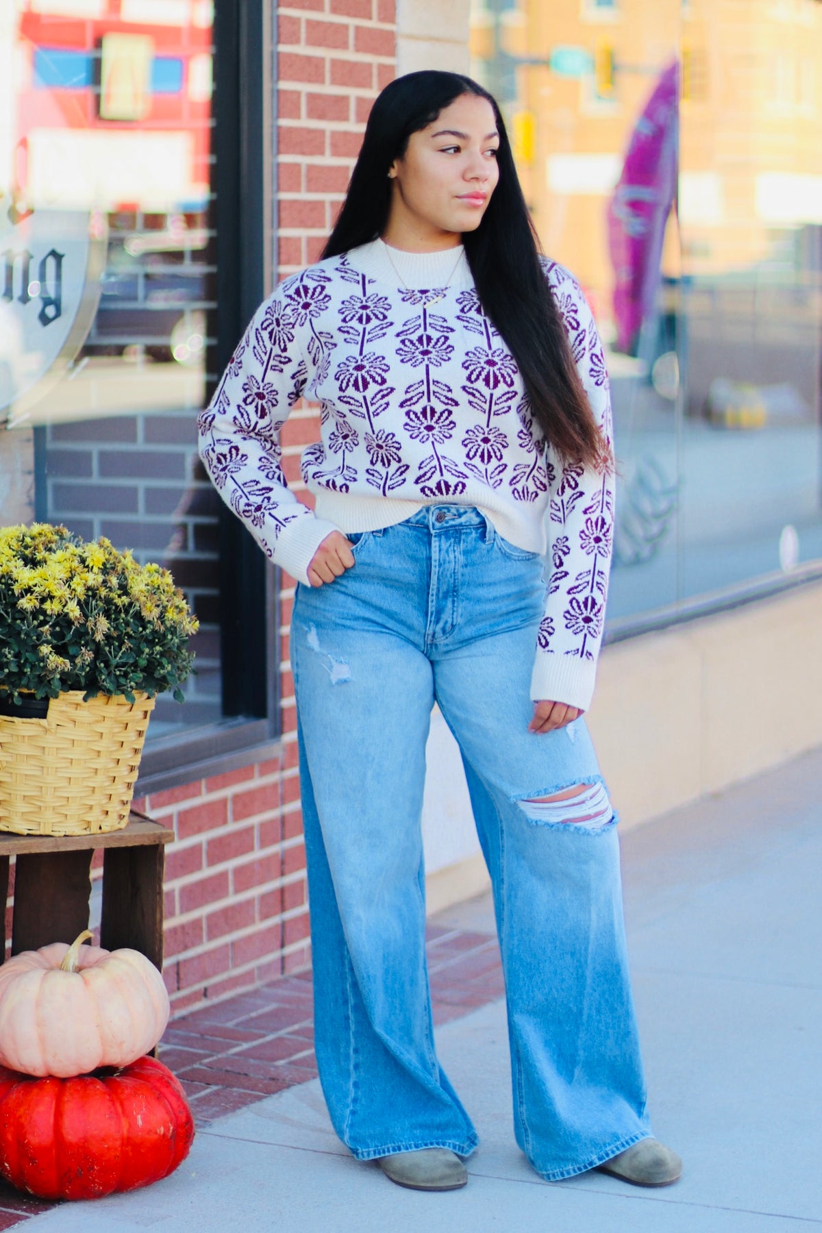 Berry Floral Sweater