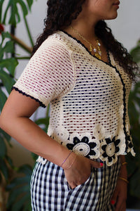 Daisy Hem Crochet Button Down Top