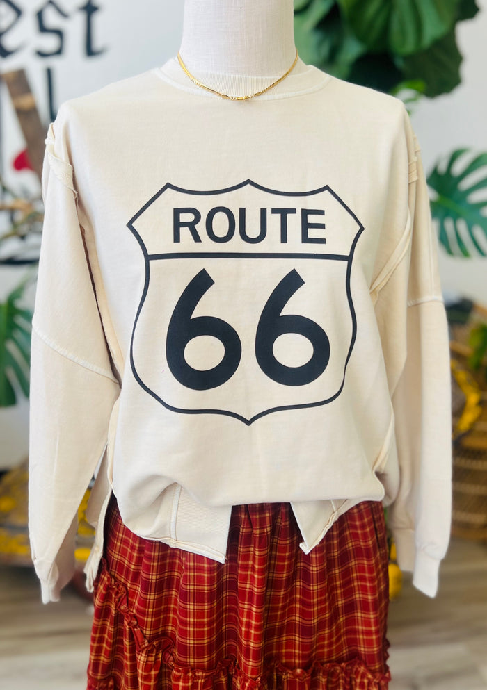 Route 66 Cream Sweatshirt