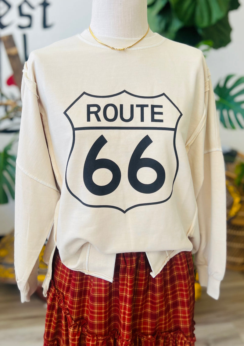 Route 66 Cream Sweatshirt