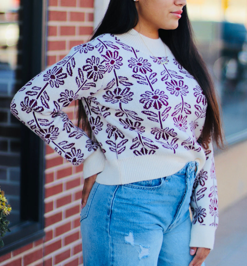 Berry Floral Sweater