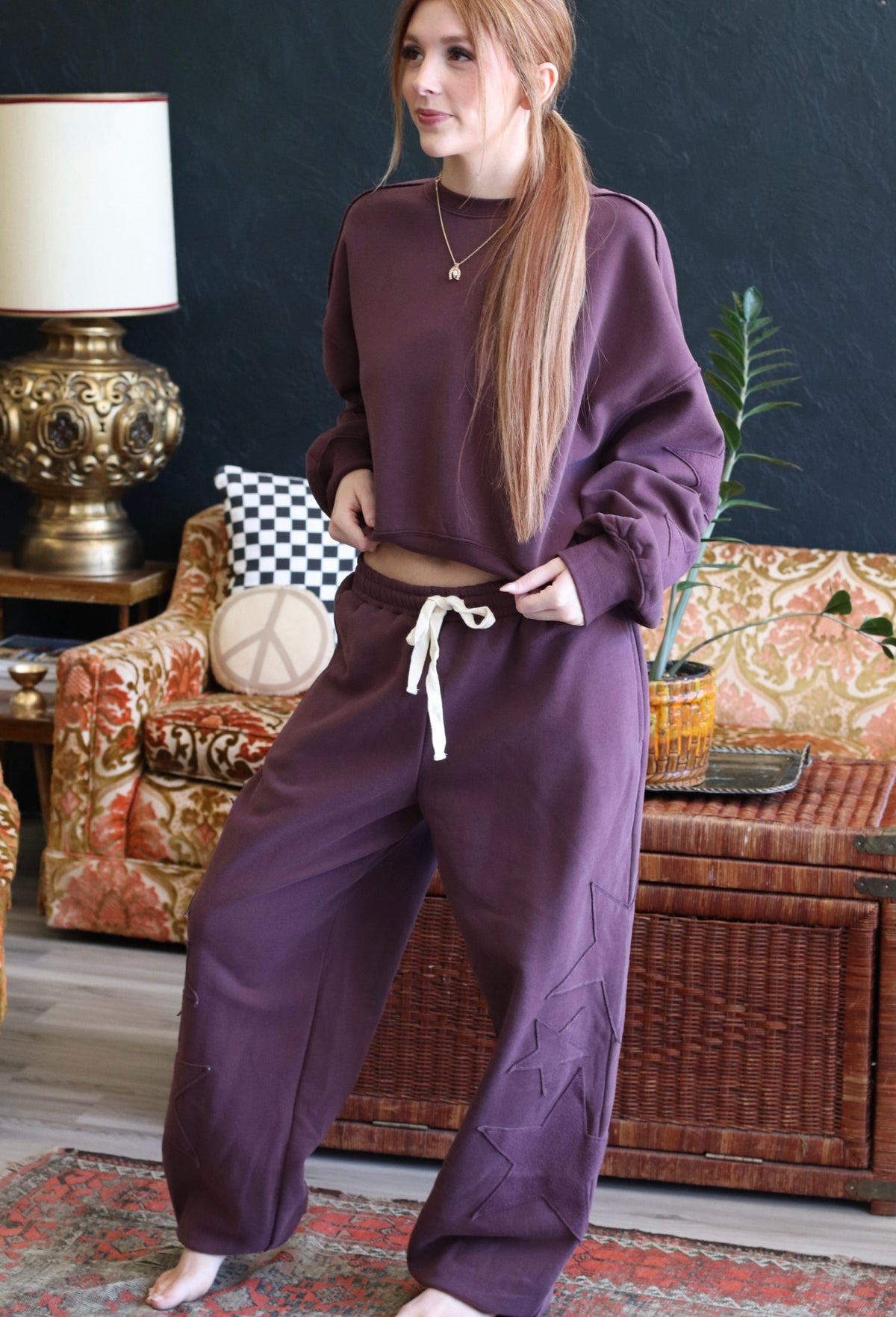 Plum Star Patch Jogger Pants