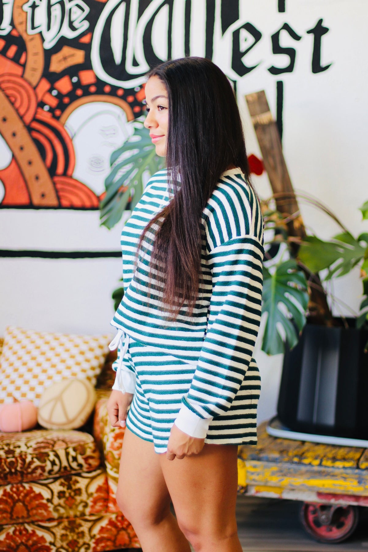 Movie Night Striped Set + Green