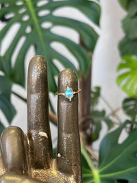 Lucky Opal 18K Gold Plated Adjustable Ring Blue Teardrop