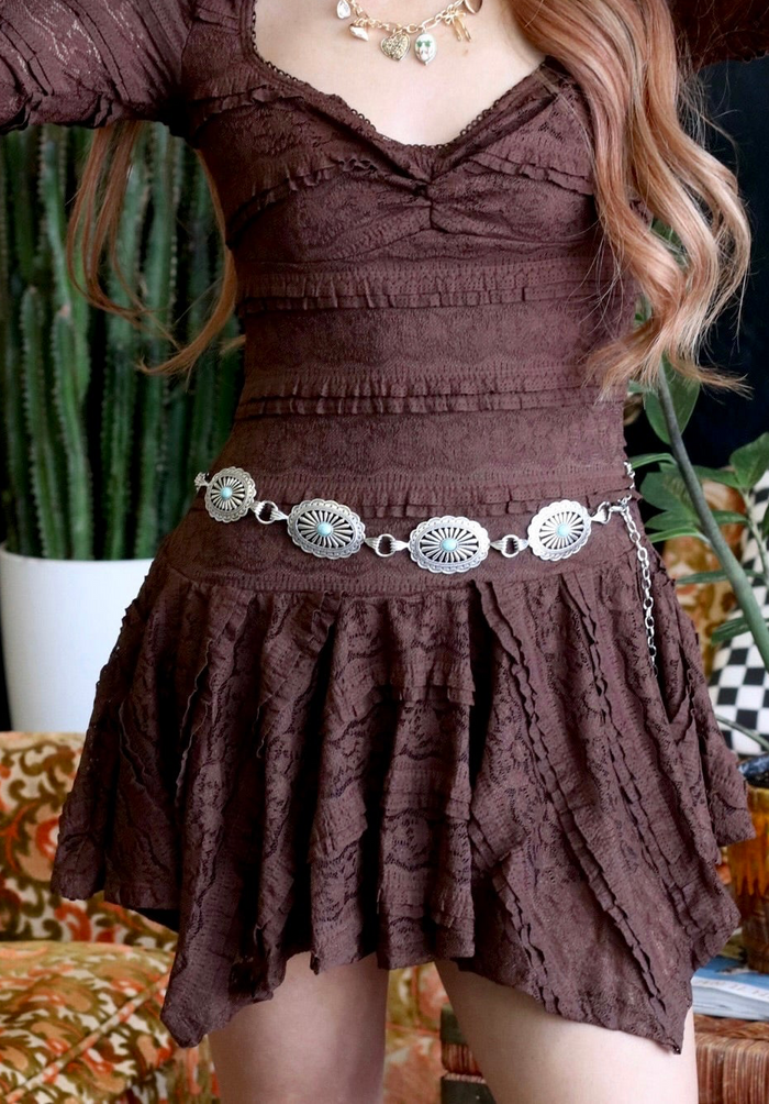 Silver & Faux Turq Concho Belt
