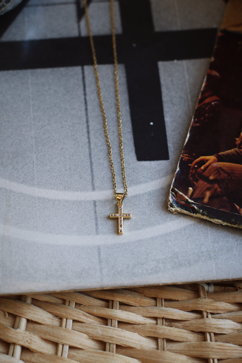 CZ GP Small Cross Necklace