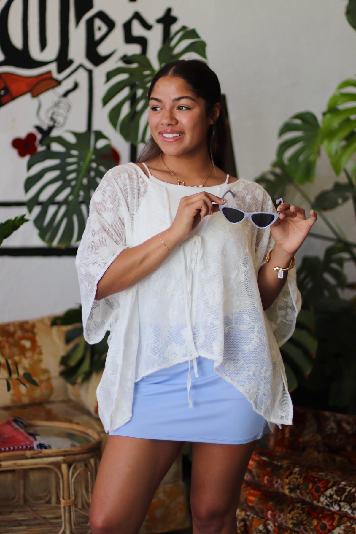 Light Blue Mini Scuba Knit Skort