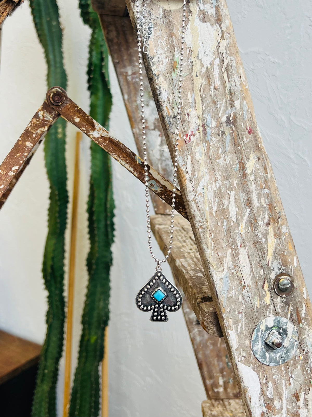 Western Turquoise Stone Spade Necklace