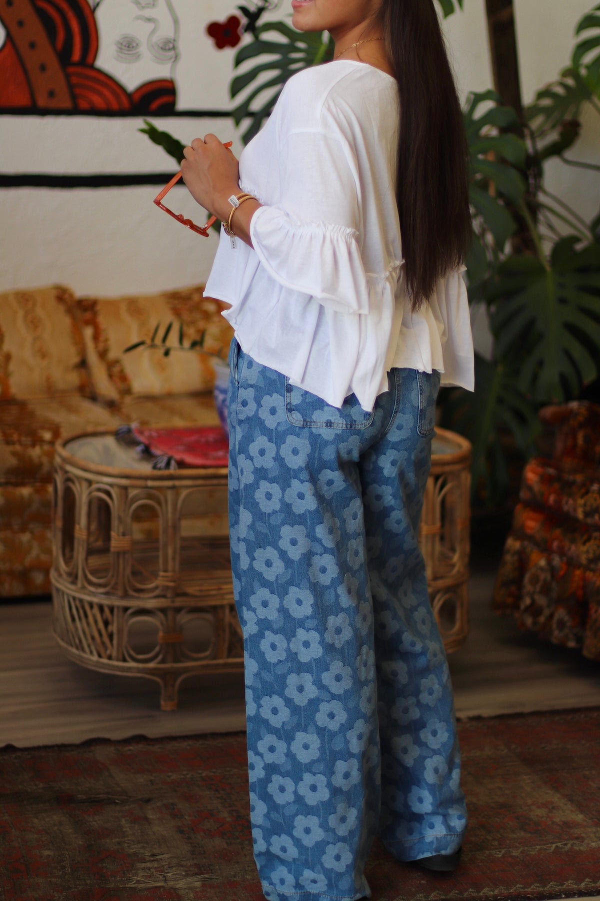 Suki Floral Wide-Leg Jeans