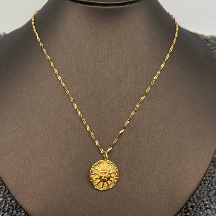 18K Gold Plated Sun Charm Necklace
