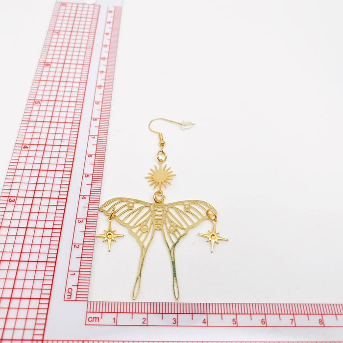 Gold Luna Moth Earrings