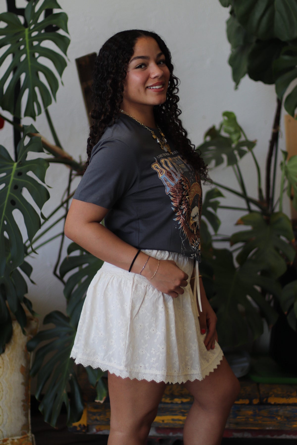 Darla Eyelet Mini Skirt in Cream