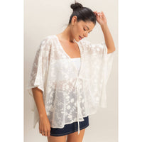 Oversized Floral Lace Cover-Up in White