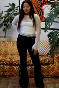 Lace Mock neck Top + Ivory