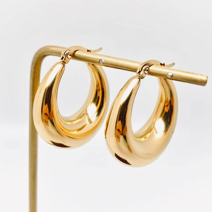 Geometric18K Gold Plated Stainless Steel Huggie Earrings