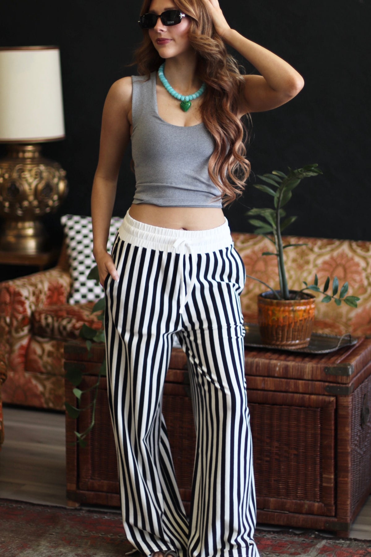 Stella Stripe Pants + Black