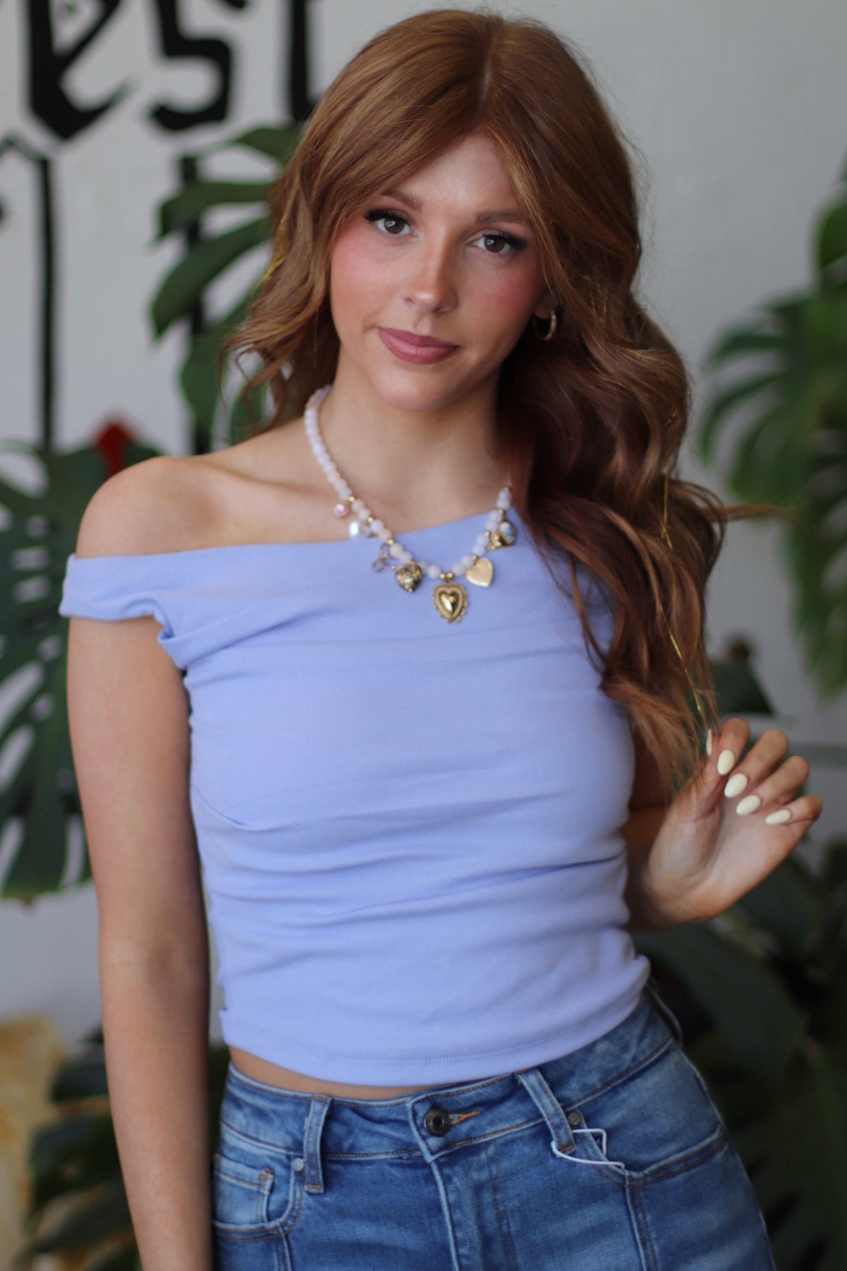 Lavender Sleeveless Wide Boat Neck Draped Knit Top