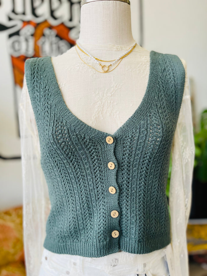 Not Your Grannie's Sweater Vest in Jade